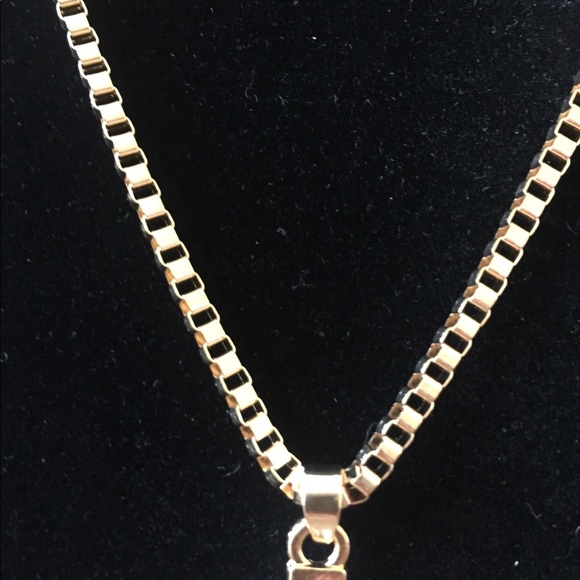 New! Gold Tone 24” BoxChain Cross Pendant Necklace - Picture 3 of 6